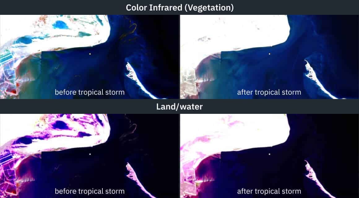 imagens de satélite de danos causados ​​por tempestades em Puntland, Somália