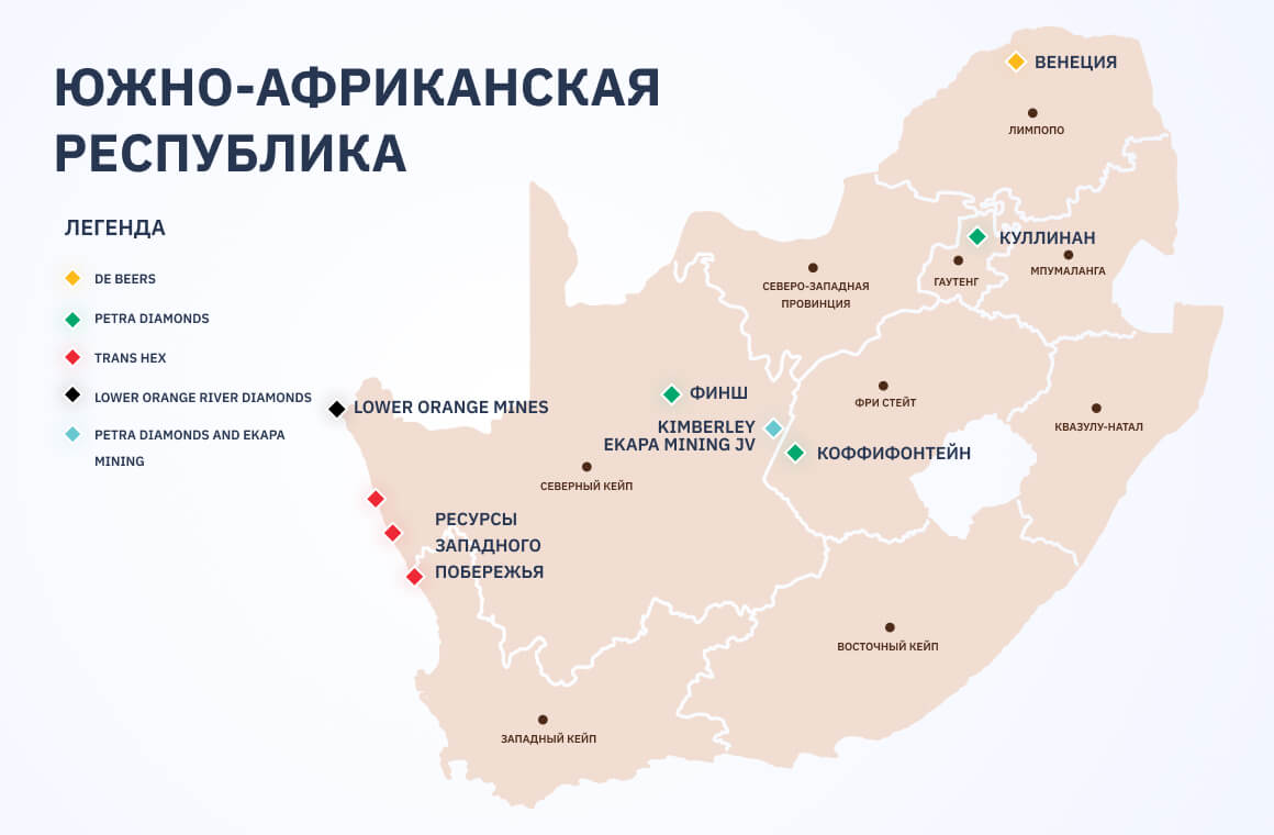 месторождения алмазодобычи в ЮАР