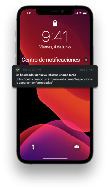 notificación móvil de exploración de granjas