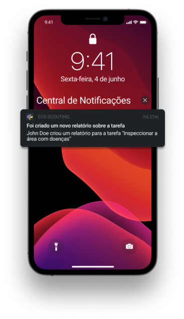 notificação móvel de exploração agrícola