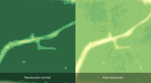 comparación entre una imagen de resolución media y de alta resolución