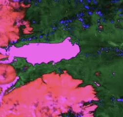 satellite image of Santa Cruz, Argentina / Index stack Index Stack (NDVI, NDWI, NDSI)