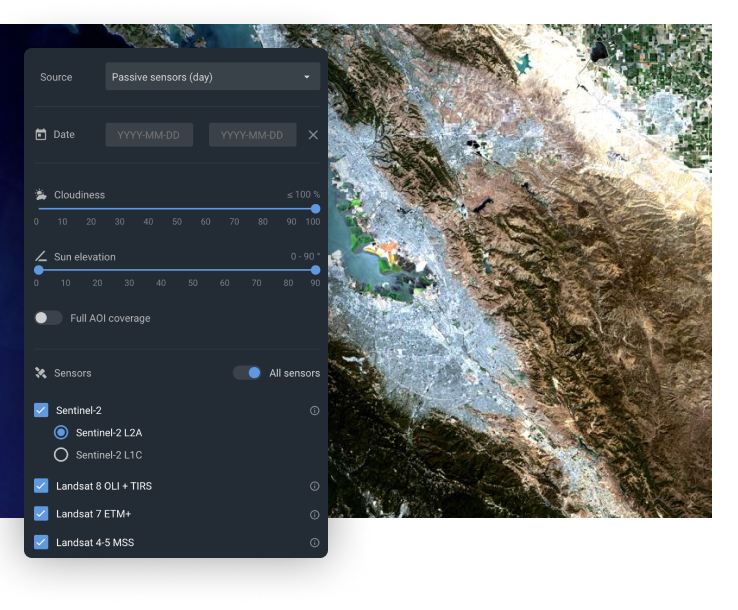 обмін зображеннями EOSDA LandViewer по всьому світу