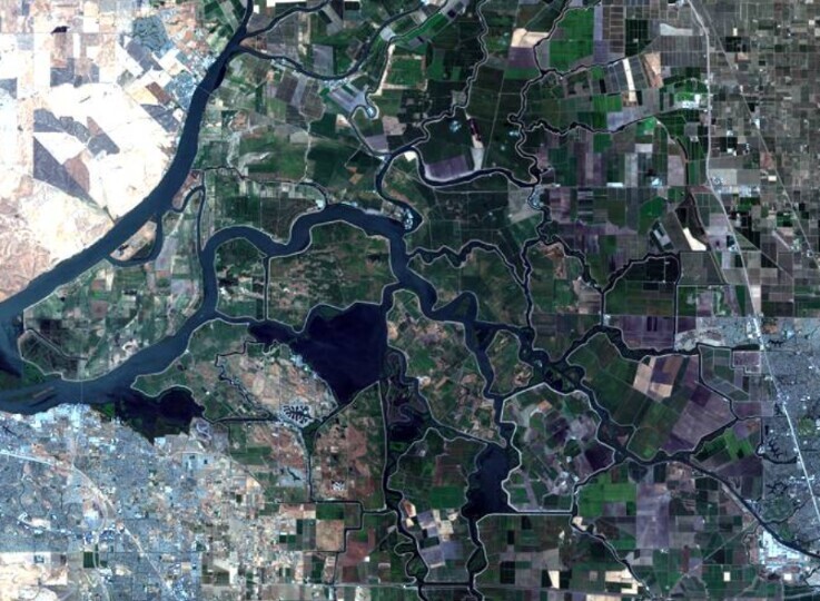 satellite image of California, USA