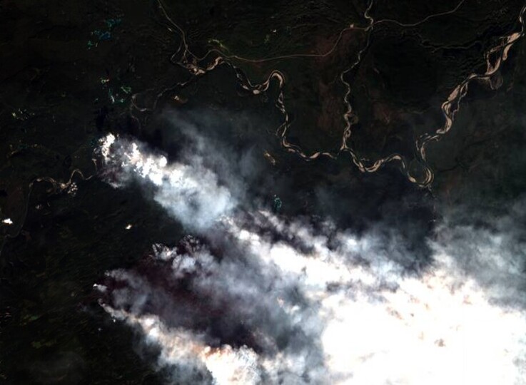 satellite image of Canadian Wildfires