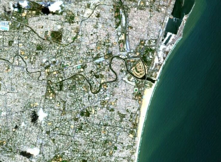 satellite image of Chennai, India