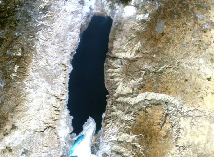 satellite image of Dead Sea