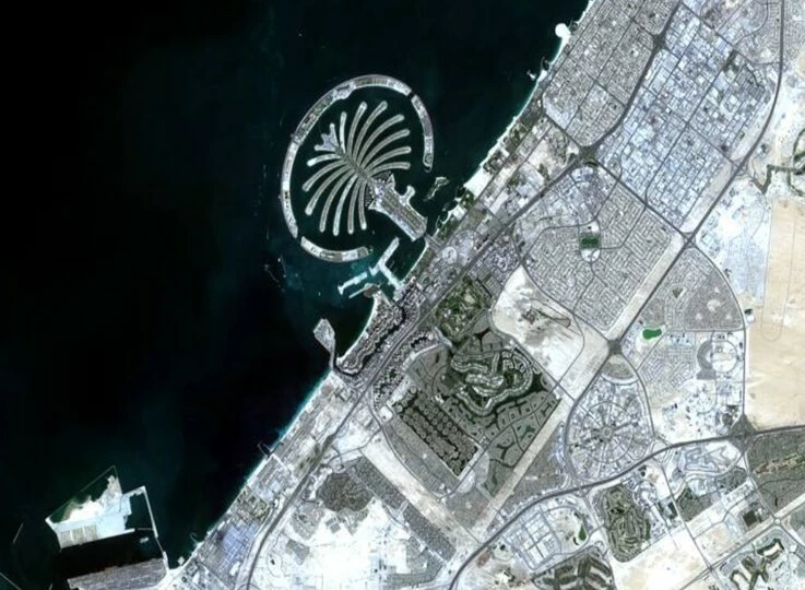 satellite image of Dubai, UAE