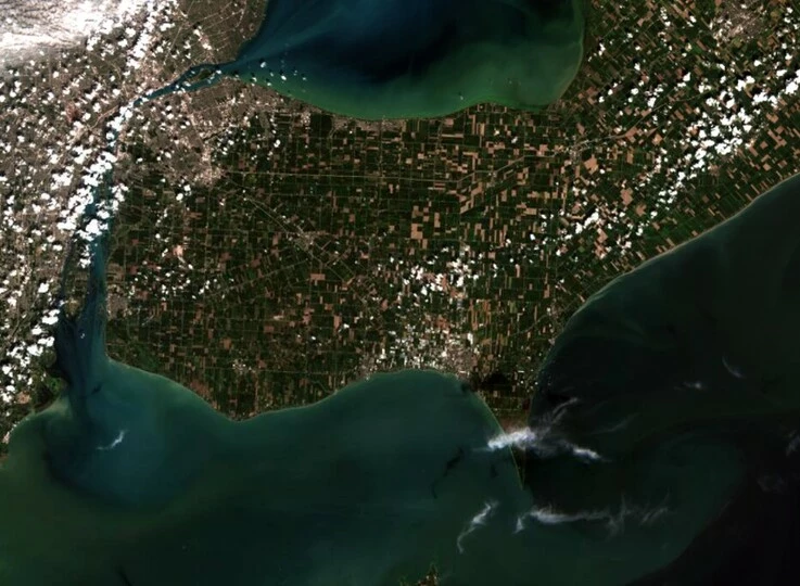 satellite image of Great Lakes, USA