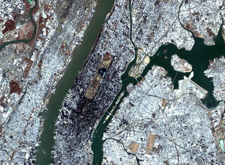 satellite image of Manhattan, New York, USA