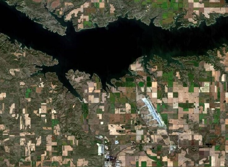 satellite image of North Dakota, USA