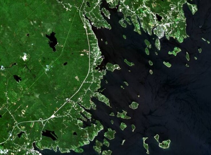 satellite image of Oak island, Canada