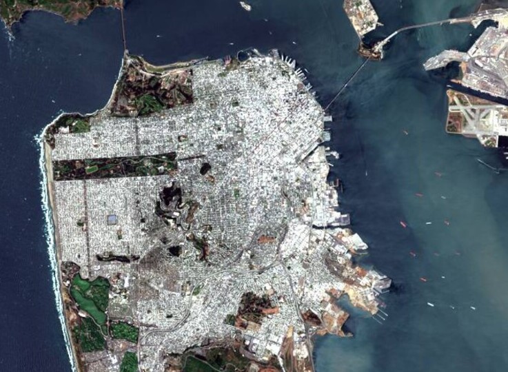 satellite image of San Francisco, USA