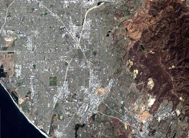satellite image of the West Coast of the United States