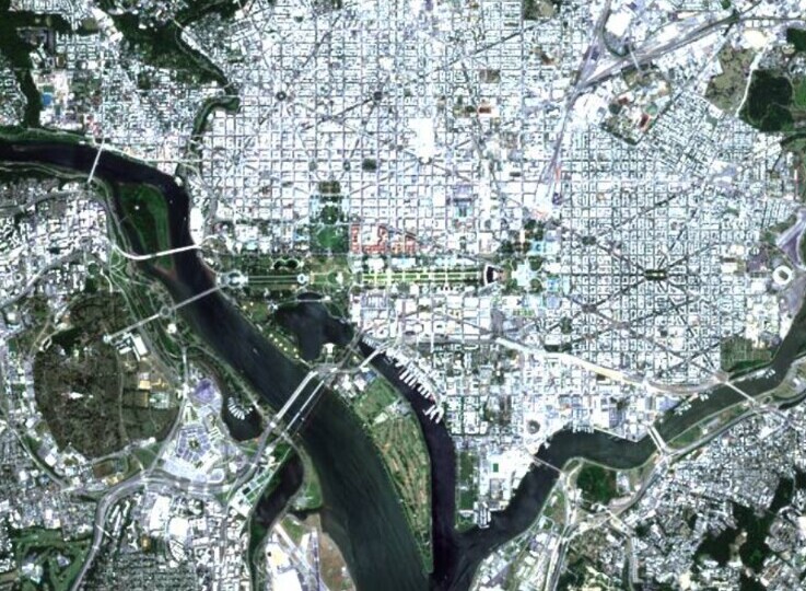 imagem de satélite da Casa Branca, Washington, EUA