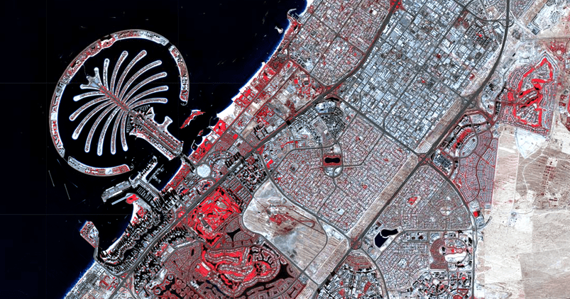 urban development of Dubai area by Feb 1, 2025 on Sentinel-2 image