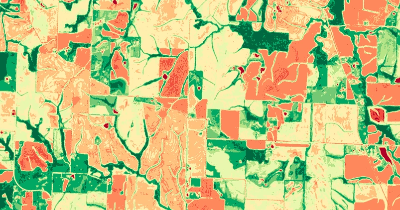 Mudança no núcleo da vegetação no Condado de Lafayette, Missouri até 24 de julho de 2024 na imagem do Sentinel-2