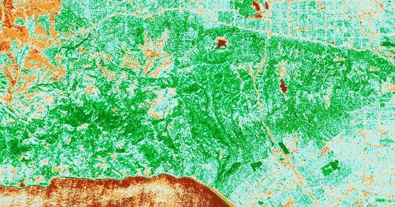 Danos dos incêndios florestais em Los Angeles até 1 de fevereiro de 2025 na imagem do Sentinel-2