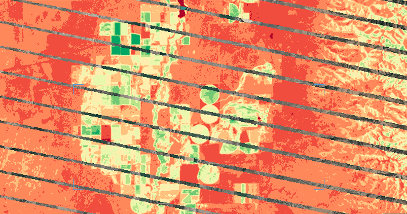 Landsat 7 image of an area before irrigation
