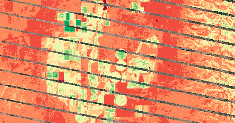 Landsat 7 image of an area before irrigation