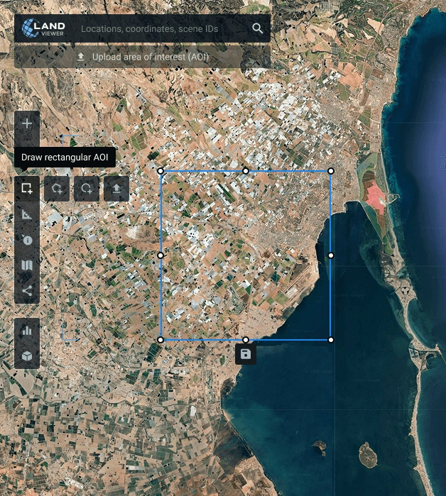 drawing an AOI on a Landsat 7 image