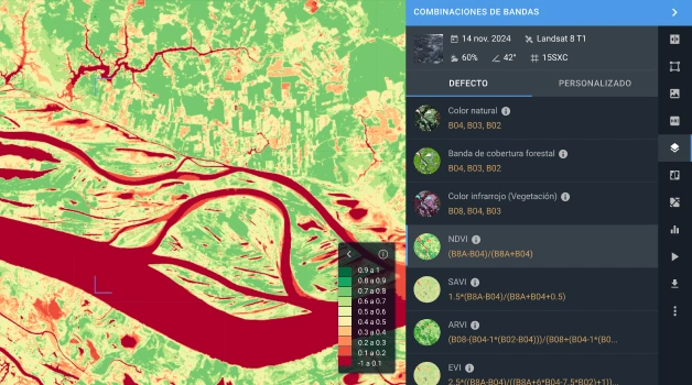 visualización y análisis de imágenes de Landsat 8