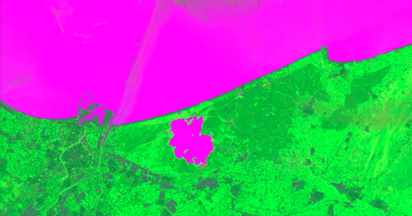 Mapa do Landsat 8 de Valencia imediatamente antes da inundação devastadora em 5 de outubro