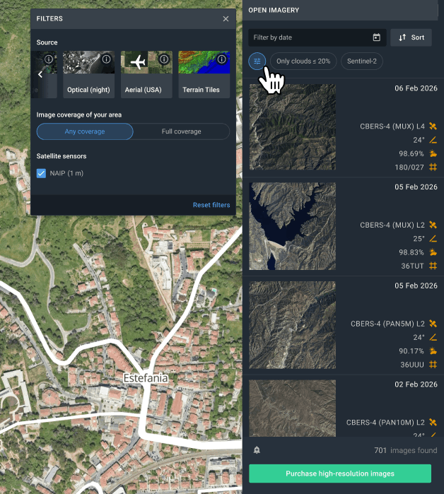 filter NAIP aerial (not satellite) imagery
