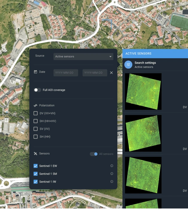 filter out available Sentinel-1 data