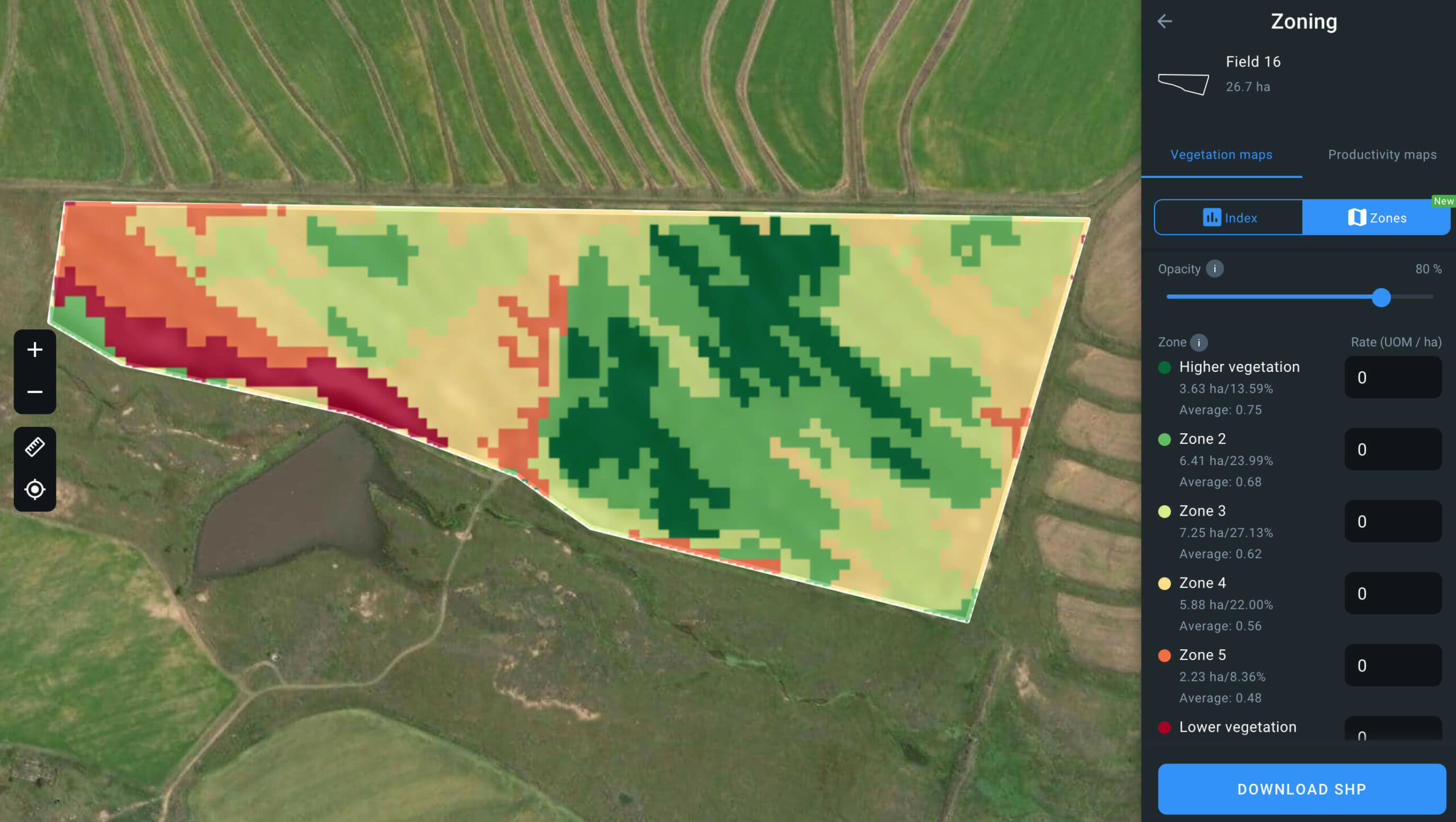 карта вегетации в EOSDA Crop Monitoring