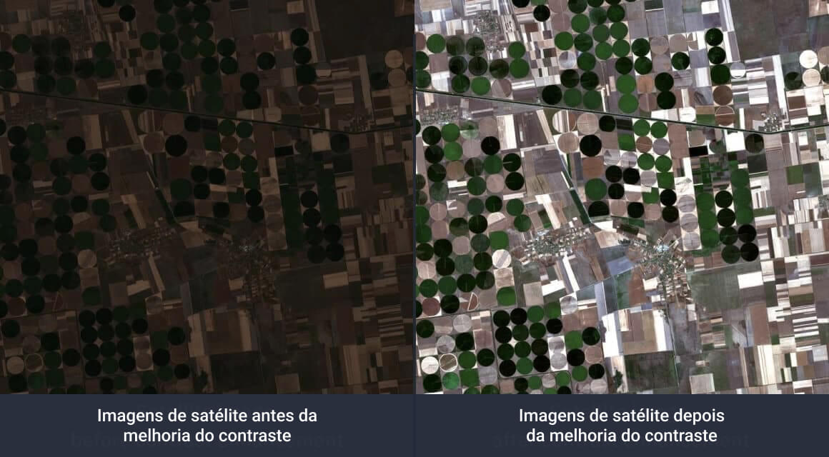 magens de satélite antes e depois da melhoria do contraste