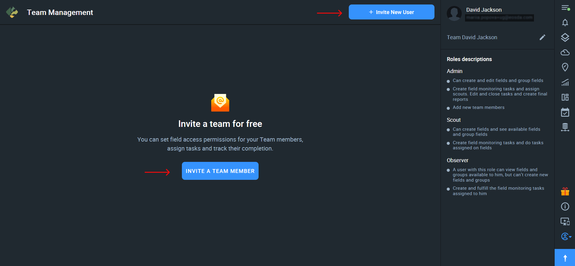 invitar a un nuevo usuario o a un nuevo miembro al equipo
