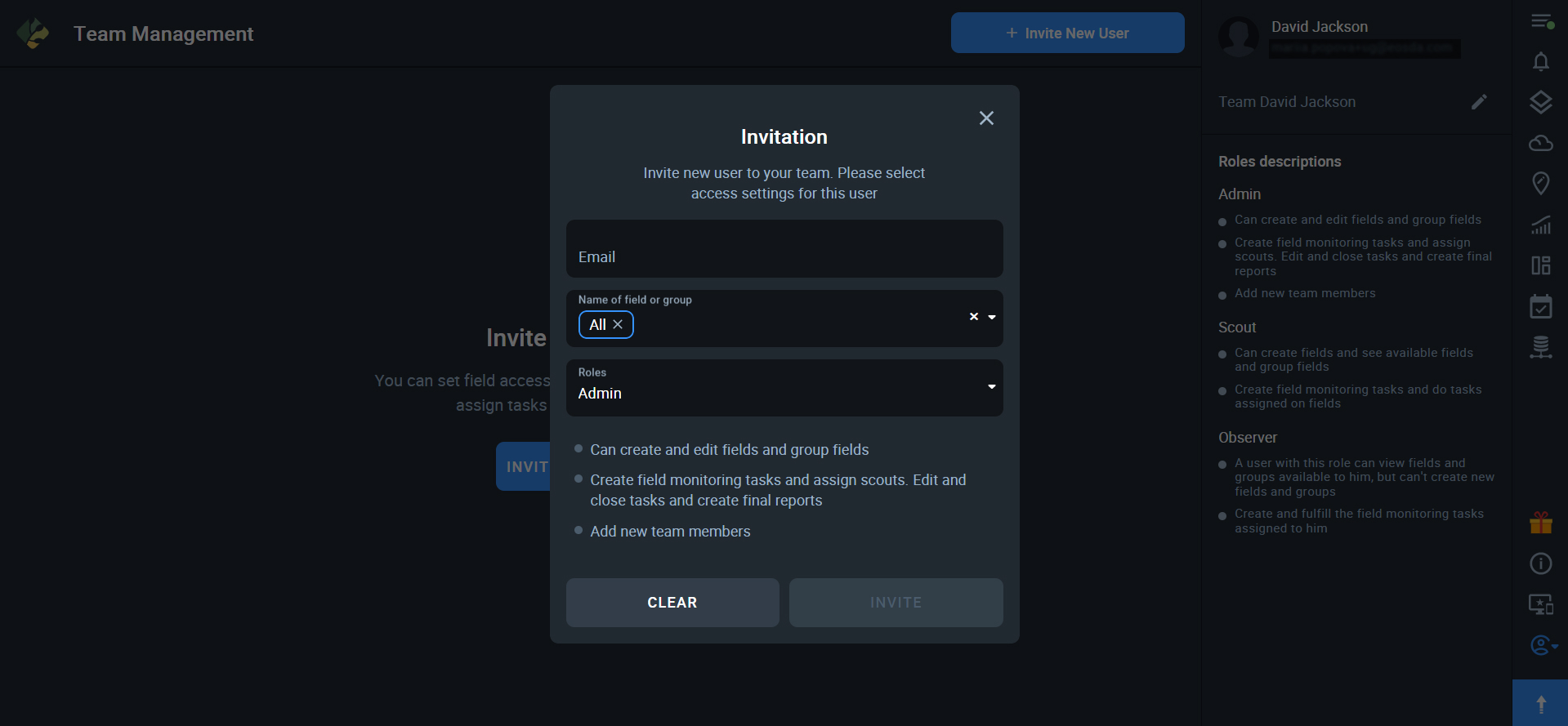 fill Invitation window fields