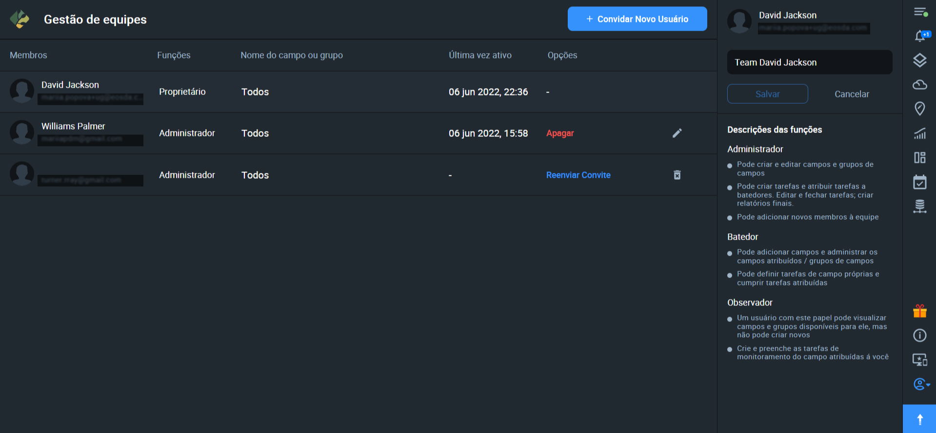 edição do nome da equipe