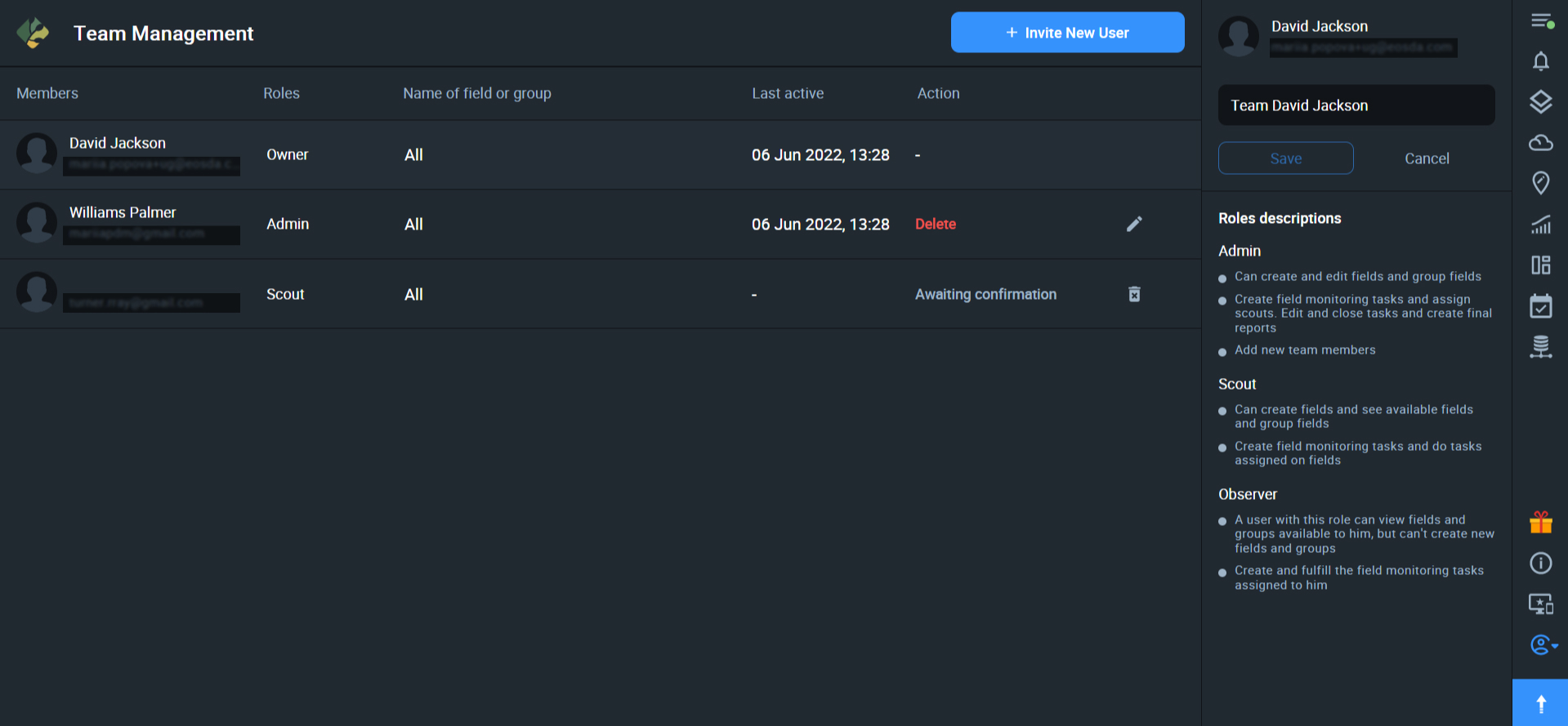 active team name field