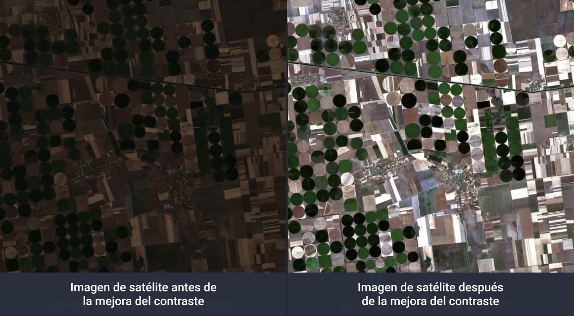 imágenes de satélite antes y después de la mejora del contraste