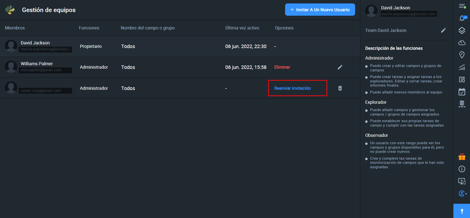 acción de reenviar una invitación