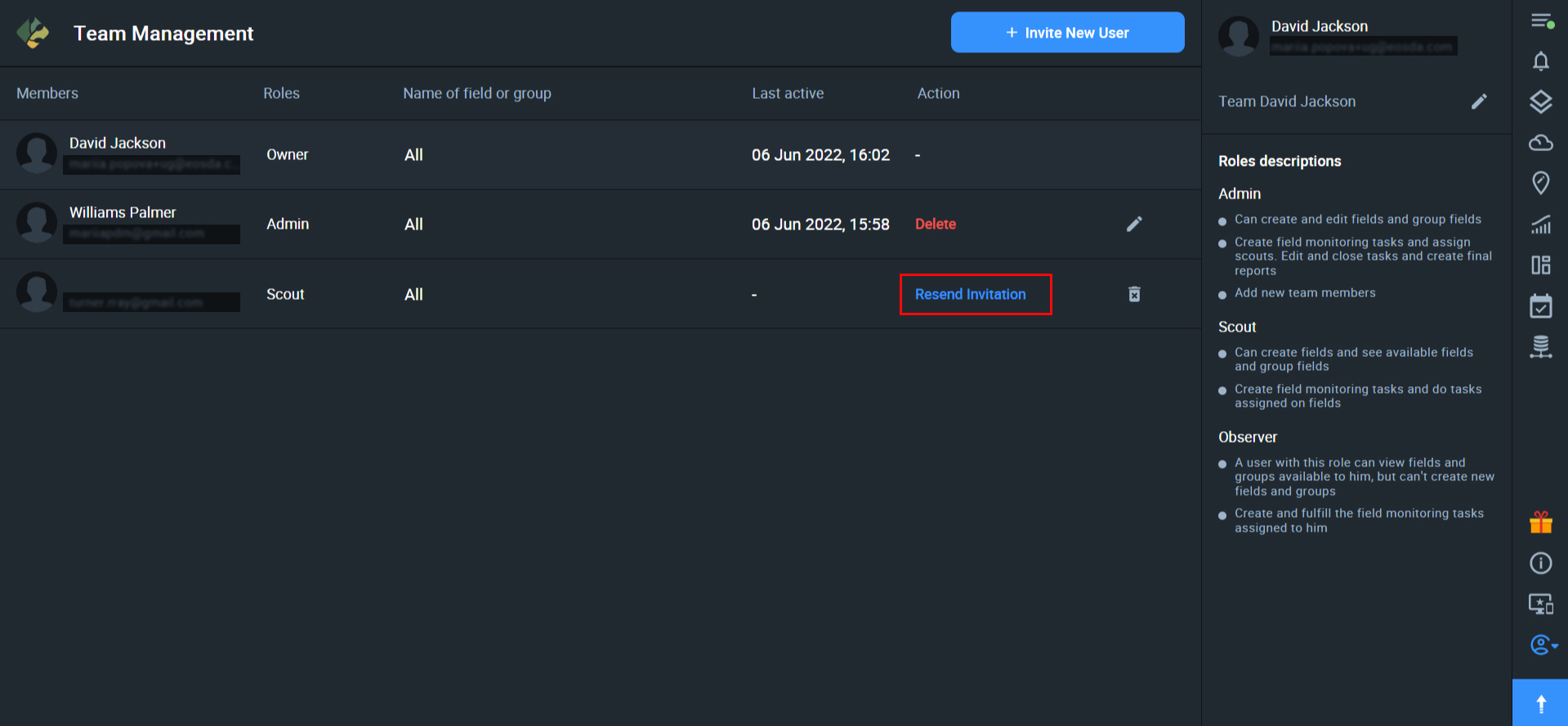 resend invitation action