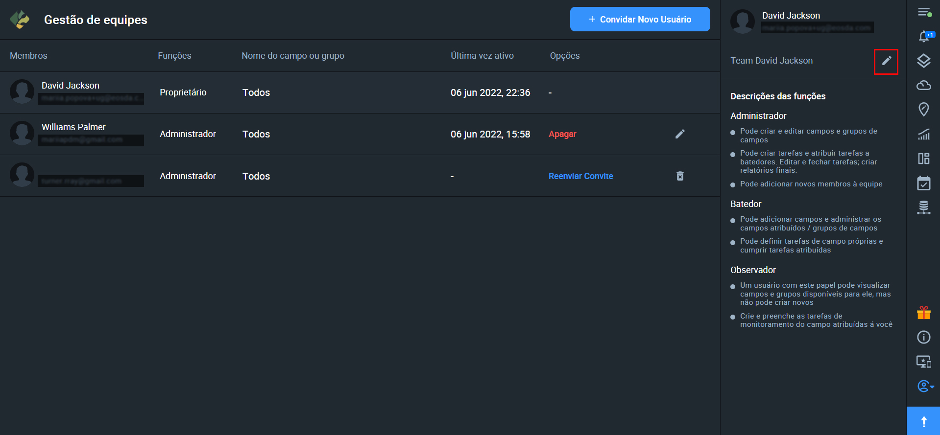 como editar o nome da equipe