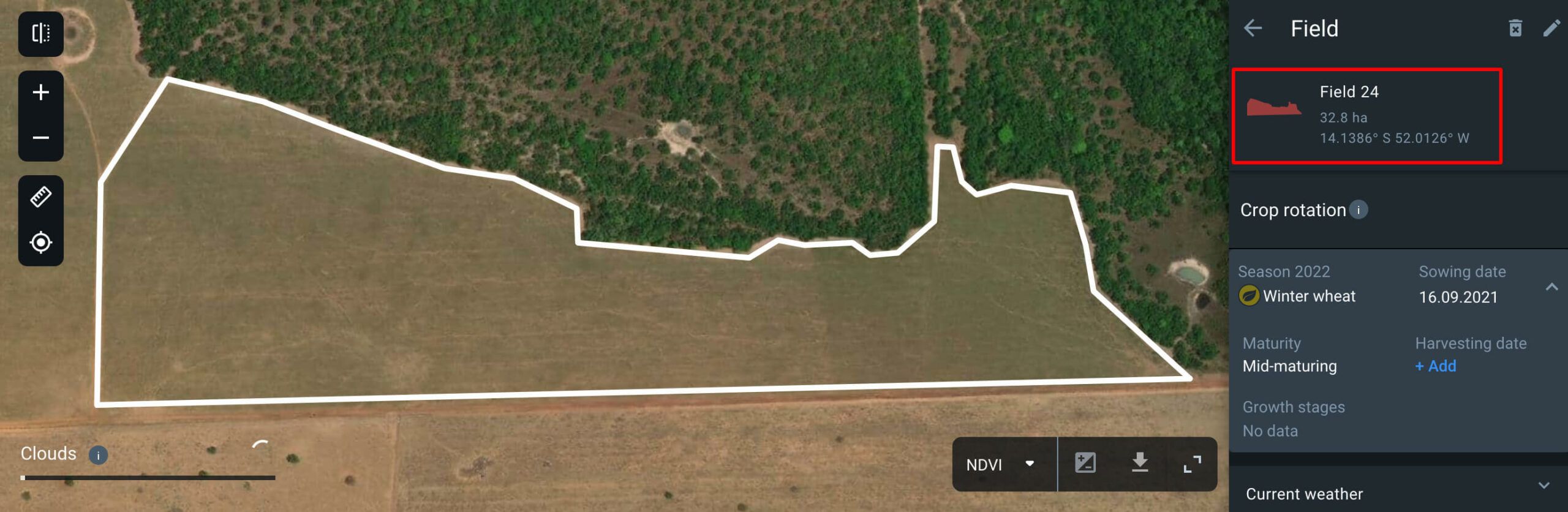 границы полей в EOSDA Crop Monitoring