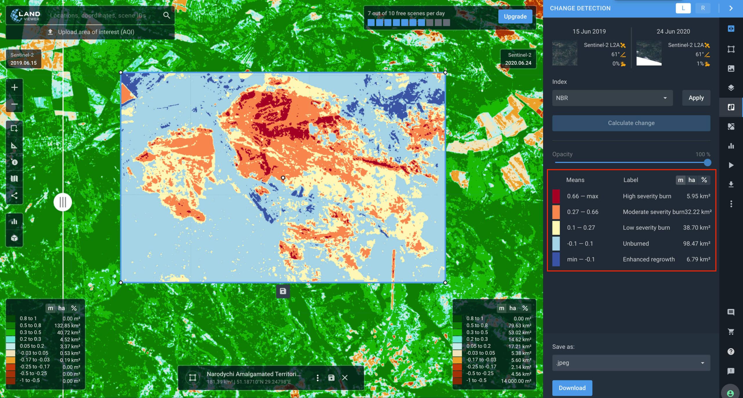 change detection use to monitor forest fires