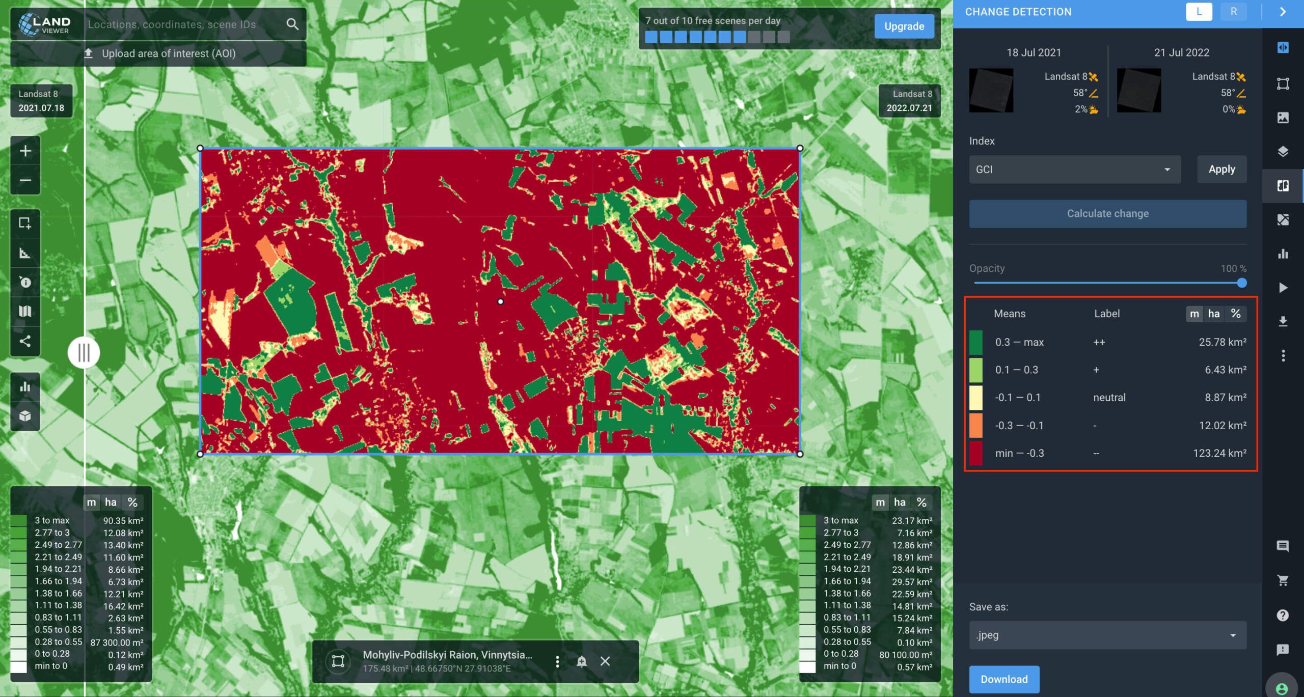 change detection use to monitor vegetation change