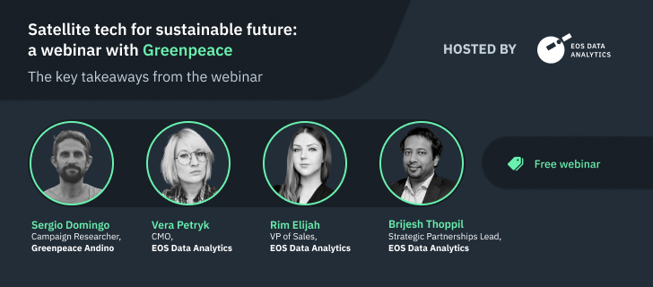 speakers of the webinar about using satellite technology for achieving sustainability in production and everyday lives