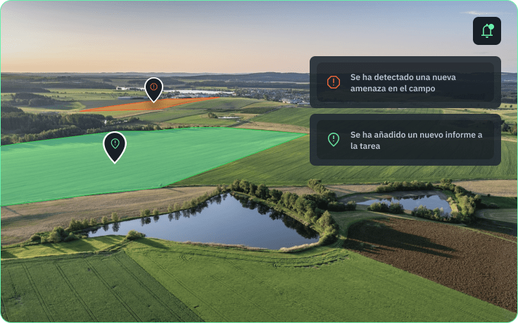 notificaciones sobre las amenazas en un campo