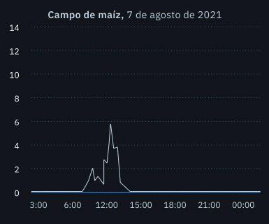 granizo en un campo de maíz