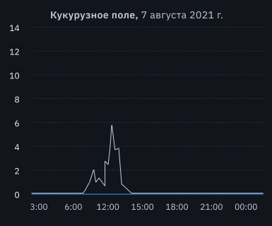 выпадение града на поле кукурузы
