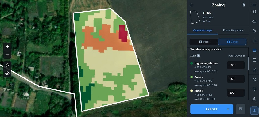 VRA calculator for precise fertilizer application
