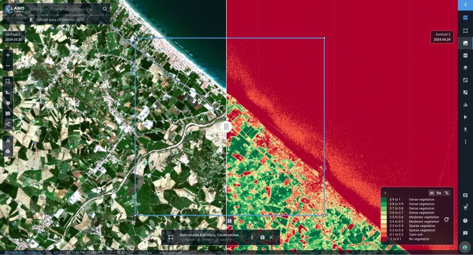 EOSDA LandViewer offers medium and high res satellite imagery online free