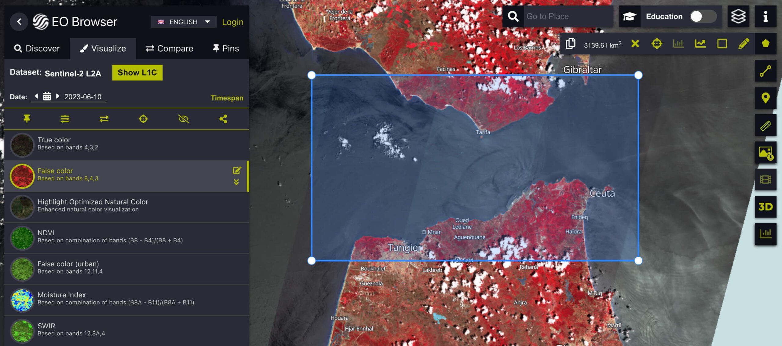 satellite-based maps in Sentinel Hub interface
