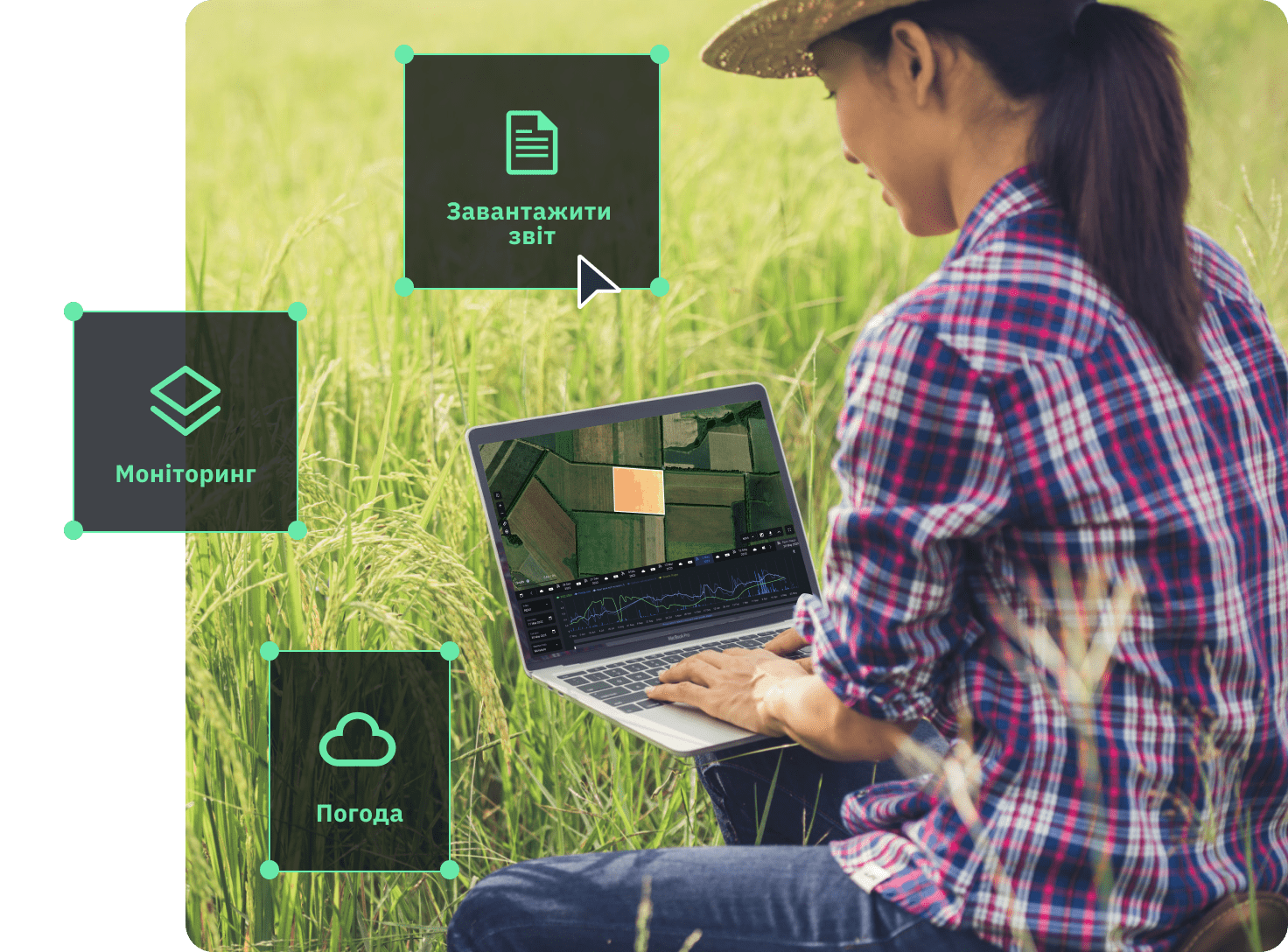 фермер використовує платформу EOSDA Crop Monitoring